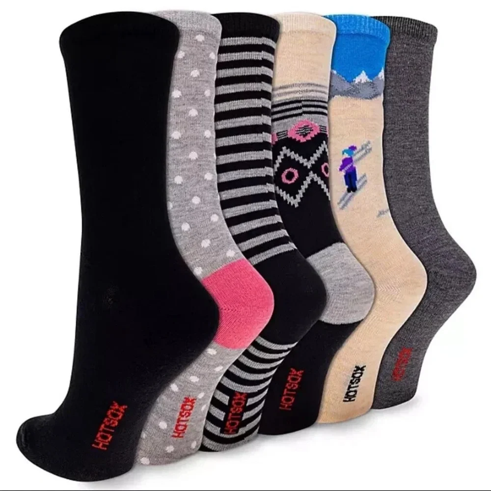 HOTSOX 6 Pairs Women’s Ski Crew Socks Gift Set